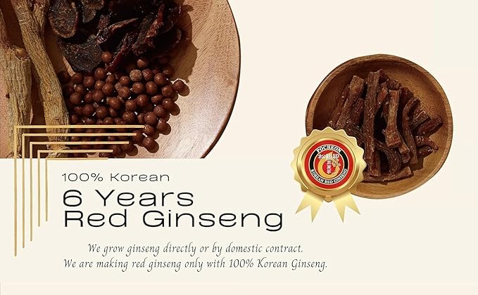 Pocheon 300g(10.6oz) Korean Canned Dried Panax Red Ginseng 6 Years Cut Grade 300-Small (34 Roots), Natural Immune Support