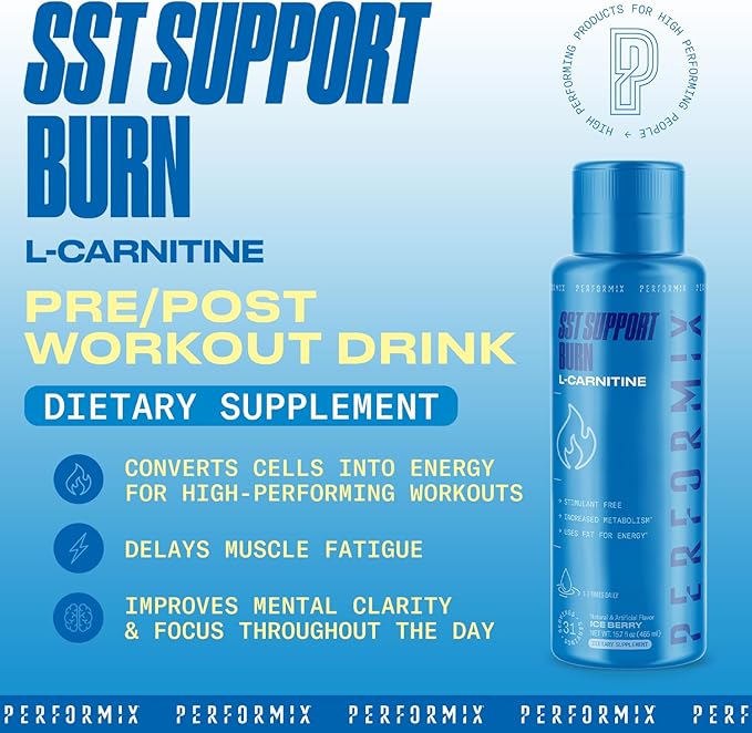 PERFORMIX SST Boost Liquid L-Carnitine – Fast-Acting Energy, Improves Memory and Focus, Stimulant-Free Formula for Men & Women, Ice Berry Flavor, 31 Servings