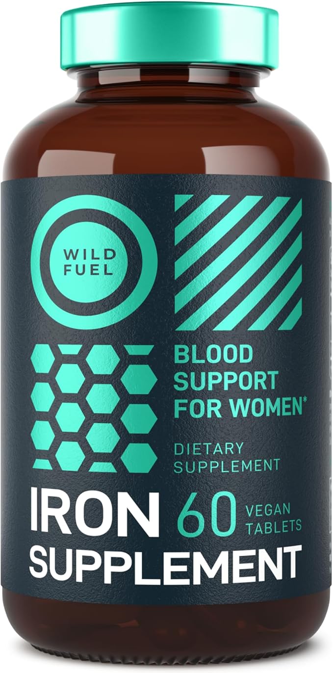 Iron Supplement for Women with Folic Acid - 35 mg Blood Builder Ferrous Sulfate, Folic Acid 400 mcg - Iron Pills for Women with Anemia & Pregnancy Support - 60 Gluten-Free, Vegan Iron Vitamin Tablets
