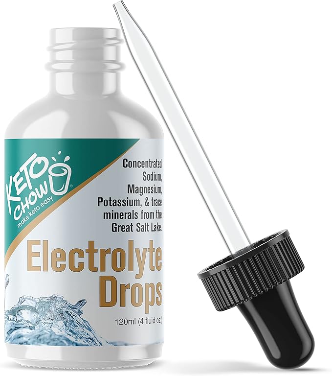 Keto Chow - Electrolyte Hydration Drops - Keto Diets & Intermittent Fasting - Immune Support - Gluten & Sugar Free - Paleo - Sodium, Magnesium, Potassium & Trace Minerals - Unflavored - 4 fl oz