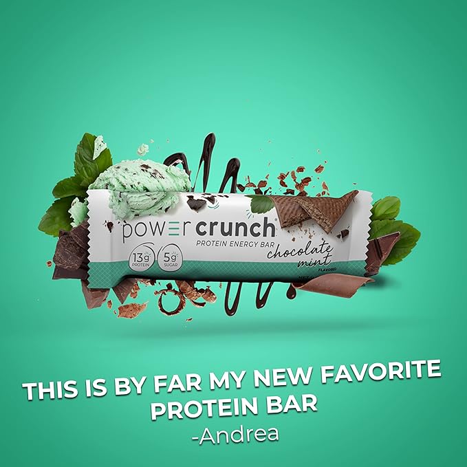 Power Crunch Protein Wafer Bars, High Protein Snacks with Delicious Taste, Chocolate Mint, 1.4 Ounce (12 Count) (Pack of 2)