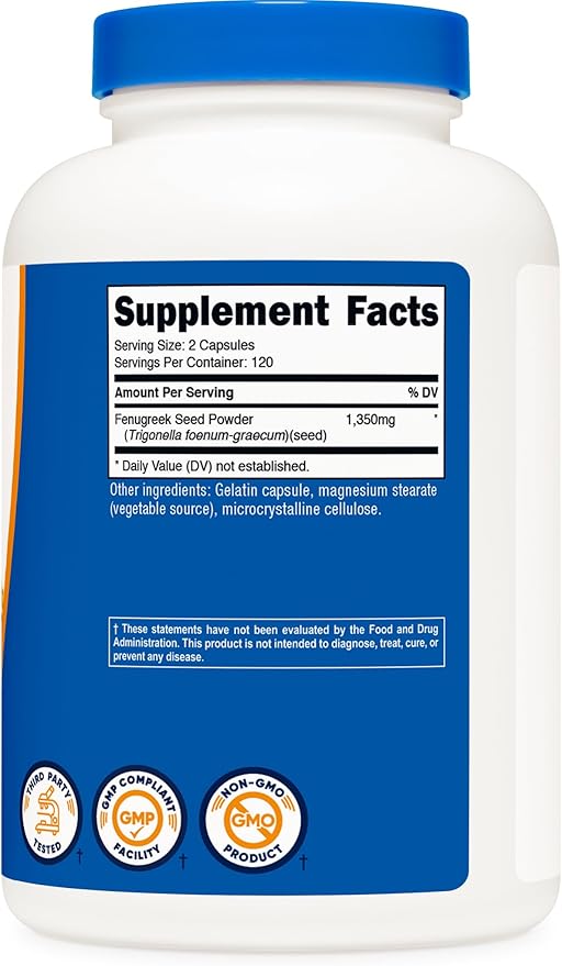 Nutricost Fenugreek Seed 1350mg, 240 Capsules - Gluten Free, Non-GMO, 675mg Per Capsule