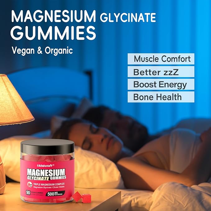 Sugar Free Magnesium Gummies 500mg - High Absorption Magnesium Glycinate, Citrate, Malate with Ashwagandha for Muscle Comfort, Energy Support & Better Zzz –Natural Mixed Berry Flavor, 90 Gummies.