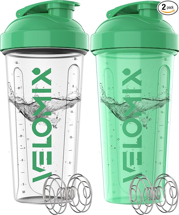 Pack Of 2-28 Oz Protein Shaker Bottles for Protein Mixes - 2x Wire Whisk, Leak Proof Shaker Cups, Protein Shaker Bottle Pack, Shakers for Protein Shakes-Turquoise & Transparent