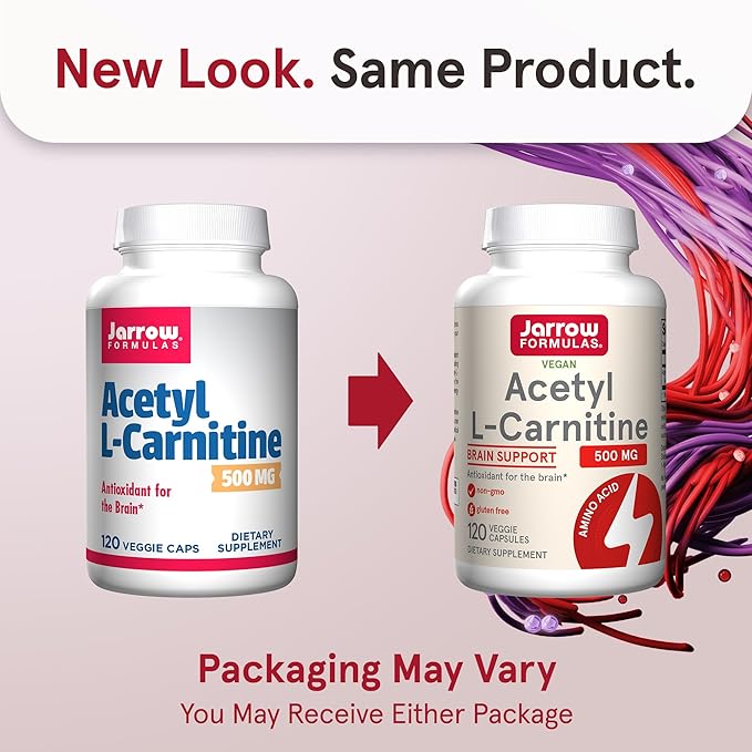 Jarrow Formulas® Acetyl L-Carnitine 500 mg, Dietary Supplement, Amino Acid Support for Brain Health and Antioxidants, 120 Veggie Capsules, 120 Day Supply
