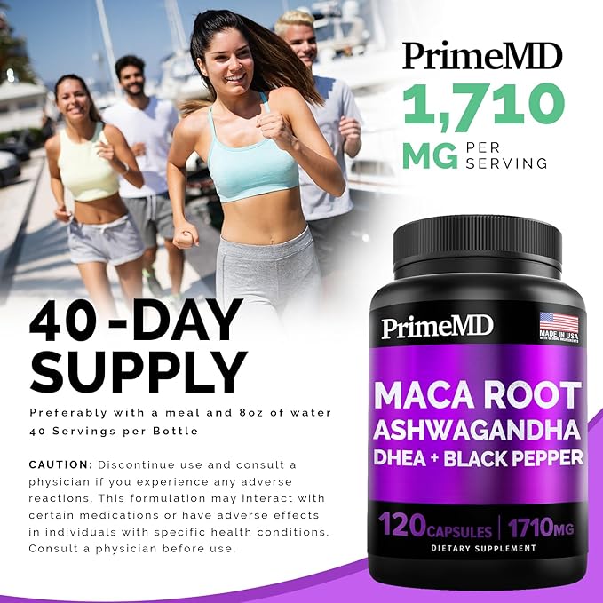 5-in-1 Ceylon Cinnamon w Apple Cider Vinegar, Turmeric, & Ginseng Root (120ct) & 6-in-1 Maca Root Ashwagandha w DHEA & Black Pepper Fruit (120ct) Bundle - Energy, Mood, & Immune Support Supplement