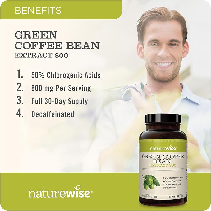 NatureWise Green Coffee Bean 800mg and Garcinia Cambogia 180 Capsules Weight Goals Support