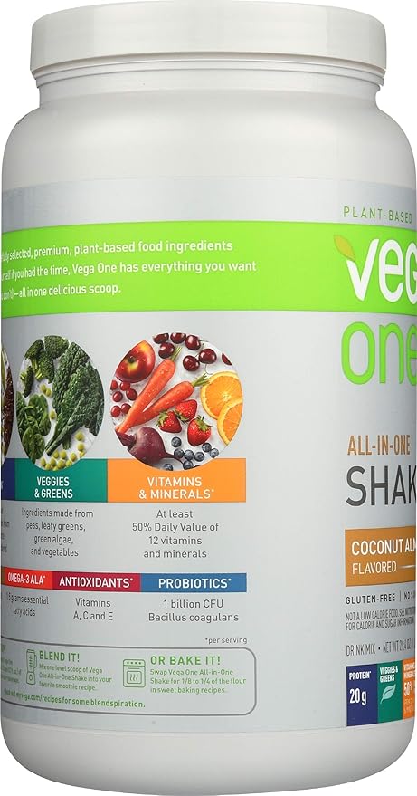 Vega One All-In-One Nutrition Shake Coconut Almond (20 servings) - Plant Based Vegan Protein Powder, Non Dairy, Gluten Free, Non GMO, 29.4 Ounce (Pack of 1)