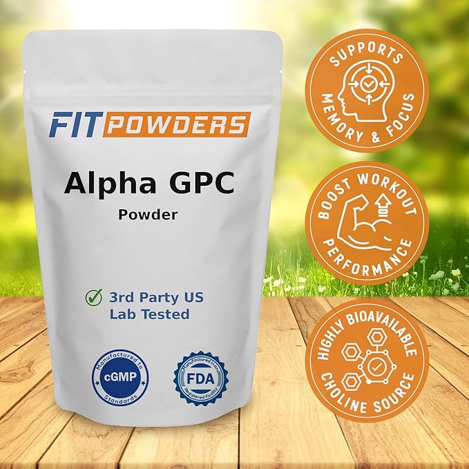 Alpha-GPC Powder 500 Grams, Non-GMO Alpha GPC Supplement Choline Powder, Vegan, Third Party Tested, Pre-Workout, Memory and Focus, with Scoop