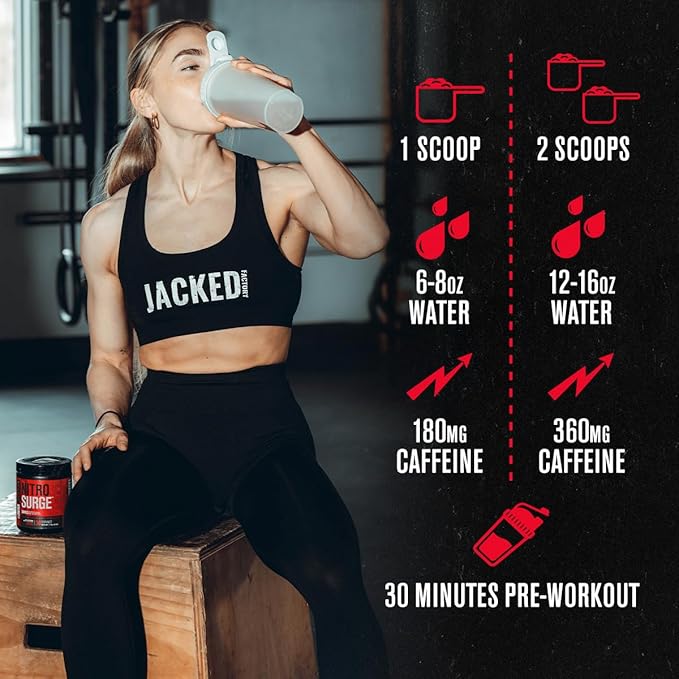 Jacked Factory Nitrosurge Shred Thermogenic Pre-Workout in Black Cherry & N.O. XT Nitric Oxide Booster for Men & Women