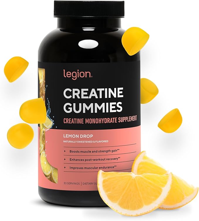 LEGION Creatine Monohydrate Gummies - Clean Creatine Gummies for Muscle Gain, Improving Endurance & Post Workout Recovery - Creatine Supplement for Maximum Absorption (150 Lemon Drop Gummies)