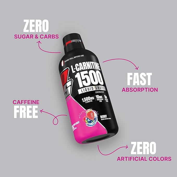 PROSUPPS L-Carnitine Liquid 1500, Stimulant-Free Liquid Shots for Men & Women - Clean Workout Drink for Energy, Performance & Muscle Recovery - No Sugar, No Carbs - 31 Servings, Berry