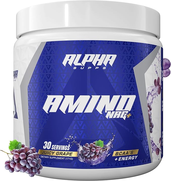 Amino NRG+ BCAA Amino & Energy Recovery Powder - Hydration Blend with Electrolytes - Focus Blend for Optimal Performance Support in Men & Women (30 Servings, Juicy Grape)