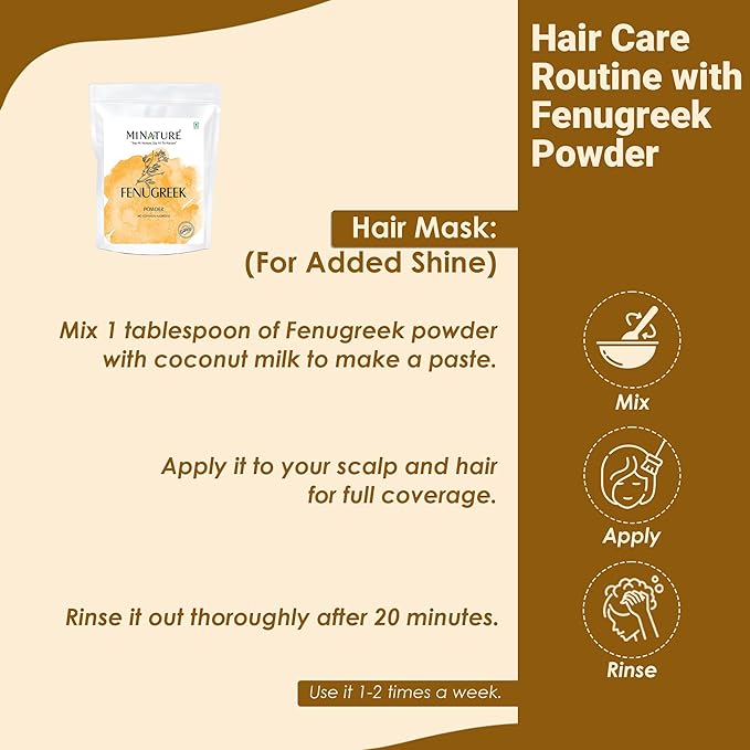Mi Nature Fenugreek Powder - 100% Natural Trigonella Foenum Seeds - Pure Methi Powder for Cooking, Hair and Skin Care - 454g (16oz) Resealable Pouch