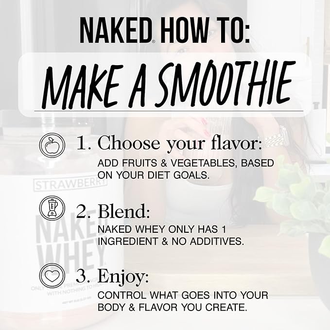 NAKED Whey Cookies and Cream Protein Powder - Grass Fed Whey Protein Powder, Non-GMO, No Soy, and Gluten Free - 52 Servings