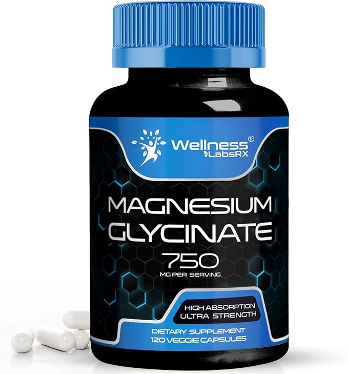 Magnesium Glycinate Capsules - 750mg | 120 Count, Magnesium Supplement for Women and Men - Pure Complex Glicinato De Magnesio, High Absorption, Heart Health, Sleep Supplement