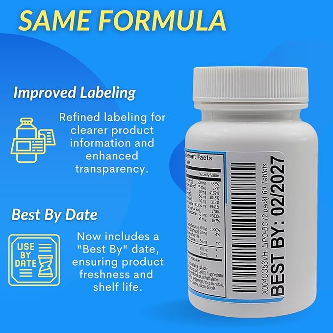 Lipo-BC Complex, LIPO BC Tablets Lipotropic Tablets for Energy and Wellness | Natural Clean Energy with Dietary Nutrients Manufactured by Legere Pharmaceuticals (120 Tablets)