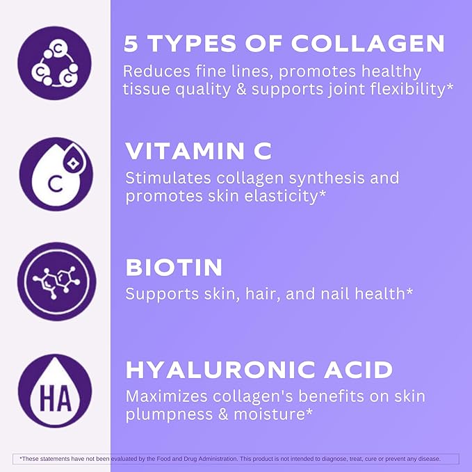 Vital Vitamins Multi Collagen Plus (2-Pack) - with Biotin, Hyaluronic Acid, Vitamin C - Type I, II, III, V, X - for Women & Men - Hair, Skin, Nails Beauty Complex - 300 Capsules