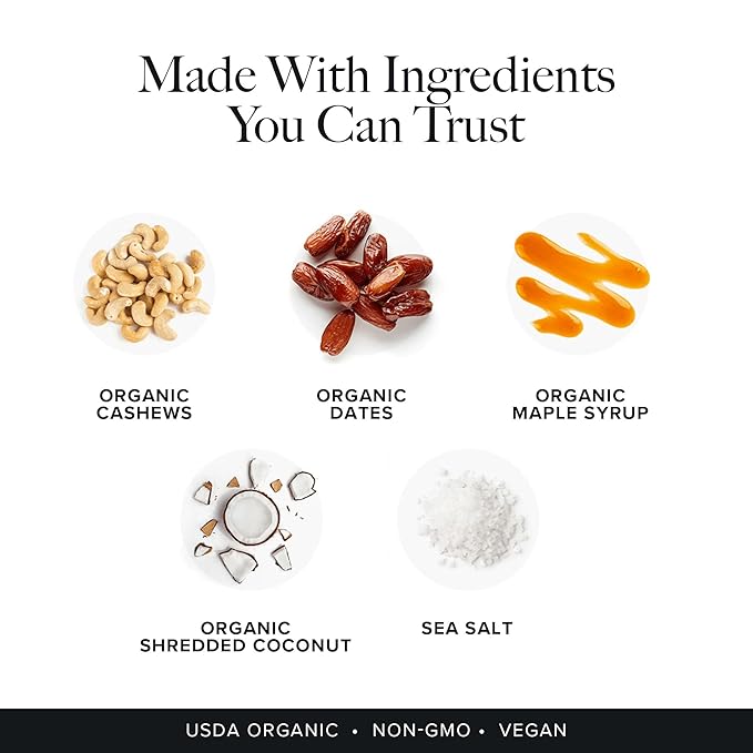 Truvani Plant Based Snack Bars | Coconut Cashew 4 Pack | 5g Protein | USDA Organic and Vegan | The Only Bar | Dairy, Soy, and Gluten Free | Individually Wrapped