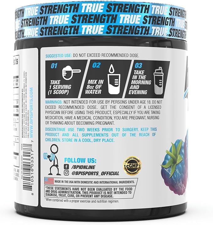 BPI Sports CLA + Carnitine – Conjugated Linoleic Acid – Weight Loss Formula – Metabolism, Performance, Lean Muscle – Caffeine Free – for Men & Women – Blue Raspberry – 50 Servings – 12.34 oz.
