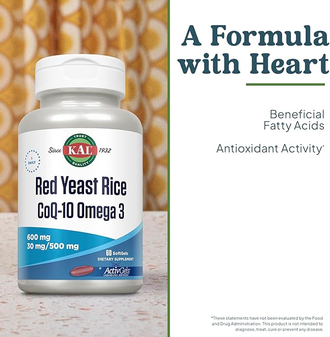 KAL Red Yeast Rice COQ10 Omega 3, 60 Count