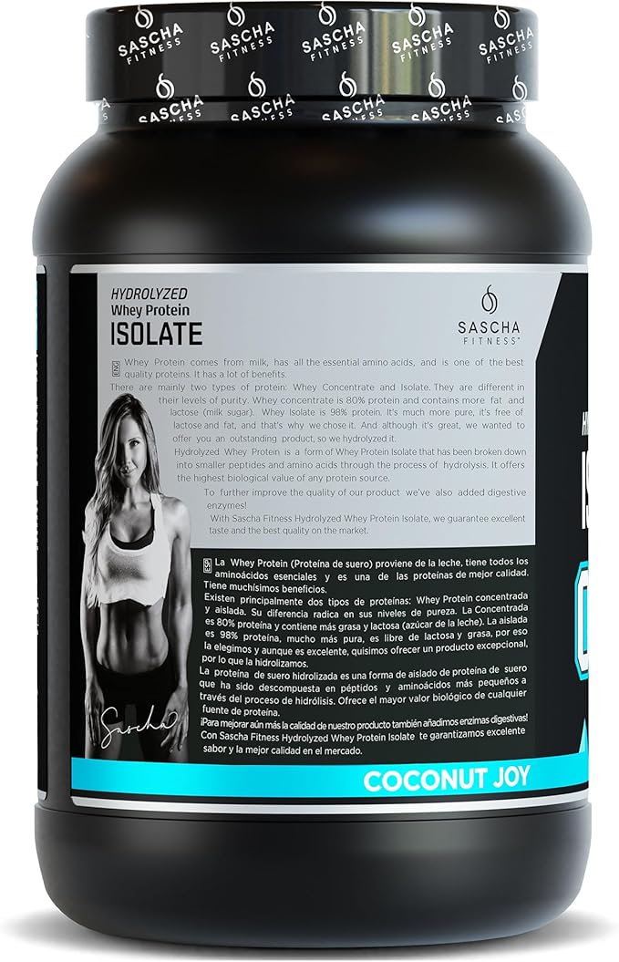 SASCHA FITNESS Hydrolyzed Whey Protein Isolate,100% Grass-Fed (2 Pounds, Coconut)