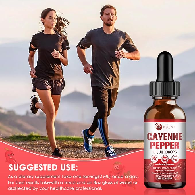 Cayenne Pepper Drops Supplement Liquid with Vitamin D3 K2, Hawthorn Berry, Organic Beet Root, Ceylon Cinnamon, Coenzyme Q10, Berberine, Ginseng Extract Supports Immune Health, 2 FL.OZ