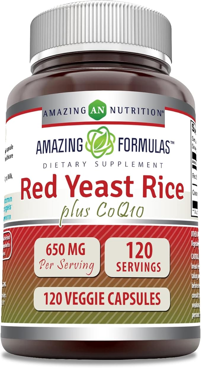 Amazing Formulas Red Yeast Rice 600 Mg Plus Co Q-10 50 Mg 120 Vegetarian Capsules