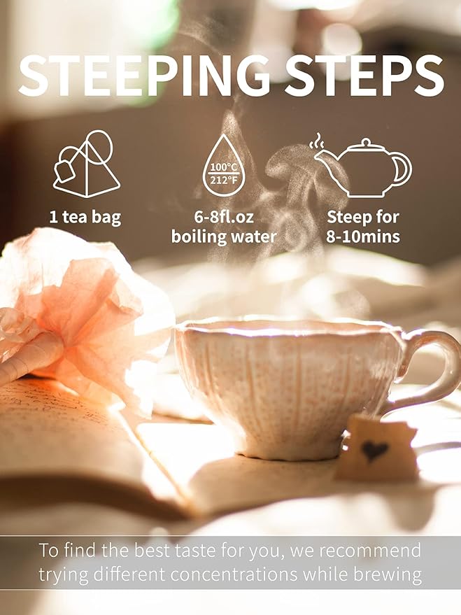 TeeLux Mullein Leaf Tea Bags, 3g/Bag, 30 Count, Natural Mullein Leaves, Caffeine Free, Biodegradable Corn Fiber Pyramid Tea Bags