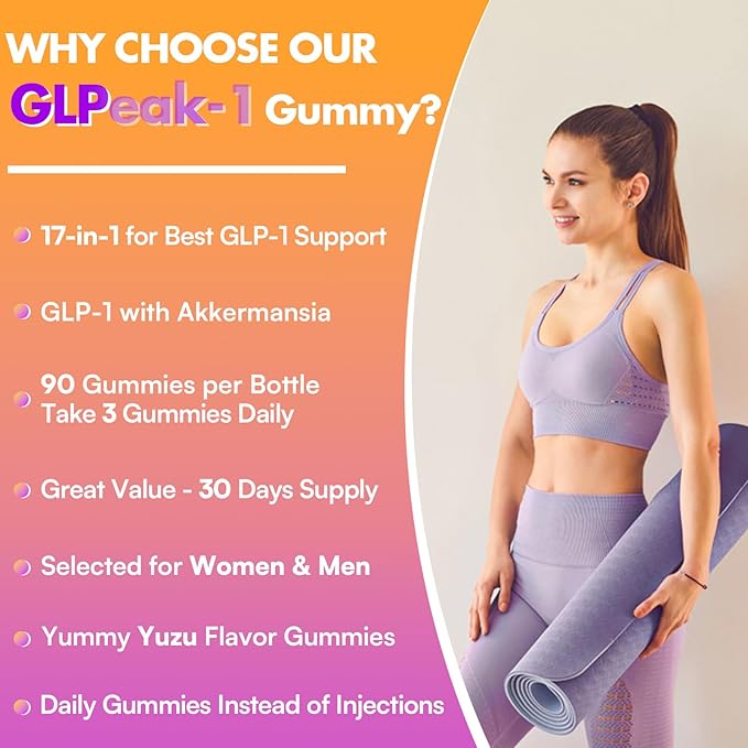 GLP-1 Supplement for Women & Men, Natural GLP-1 Support, 5X Targeted Formula, GLP1 with Akkermansia Probiotic & Berberine, for Digestion & Gut, Immune, Energy, Zero-Sugar, Yuzu Flavor - 90 Gummies