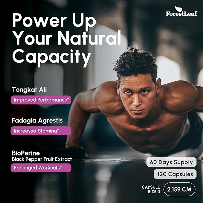 Tongkat Ali and Fadogia Agrestis for Men Supplement w/BioPerine - Tonkat-Ali Max Strength 200:1 Extract - Long Jack Tongkat-ali for Men - Muscle Growth, Performance & Energy - 120 Powder Capsules