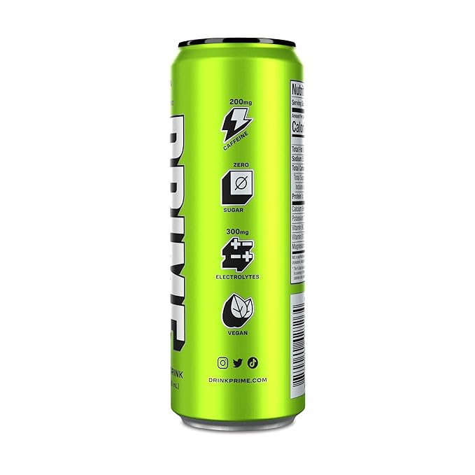PRIME Energy LEMON LIME | Zero Sugar Energy Drink | Preworkout Energy | 200mg Caffeine with 355mg of Electrolytes and Coconut Water for Hydration| Vegan | Gluten Free |12 Fluid Ounce | 12 Pack