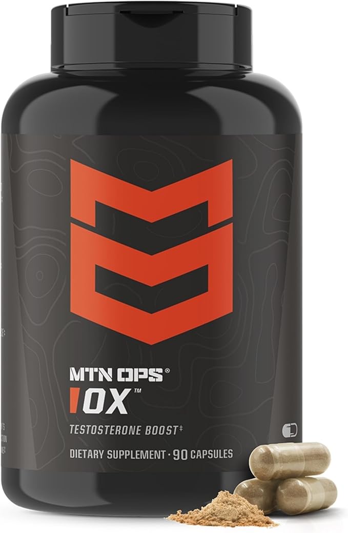 MTN OPS Ox Testosterone Booster, Testosterone Supplement for Men Blend with Tribulus Terrestris & Adrenal Support Blend with Maca Root Capsules, 30 Servings