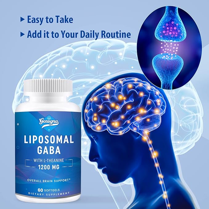 Liposomal GABA with L-Theanine 1200mg - 2 Pack High Bioavailable GABA Supplements,120 Capsules for Adults
