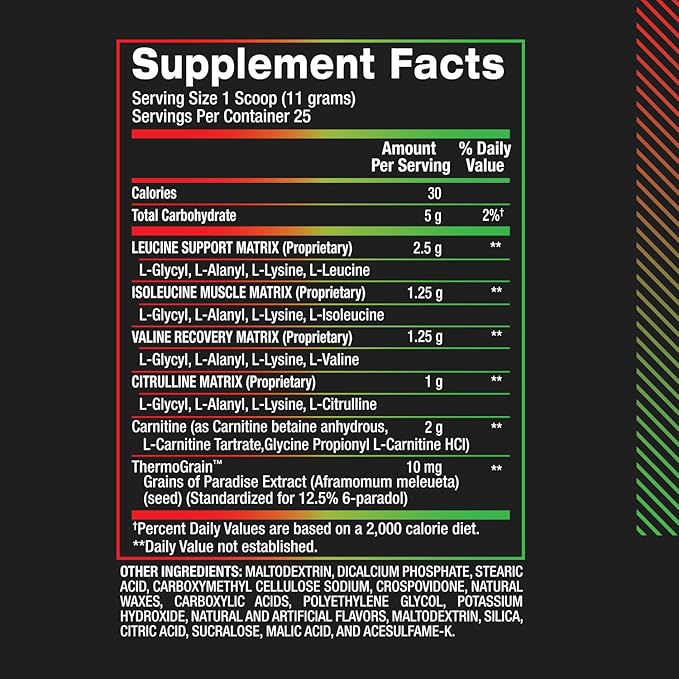BPI Sports Best BCAA Shredded - Caffeine-Free Thermogenic Recovery Formula - BCAA Powder - Lean Muscle Building - Accelerated Recovery - Weight Loss - Hydration - Cherry Lime - 25 Servings - 9.7 oz.