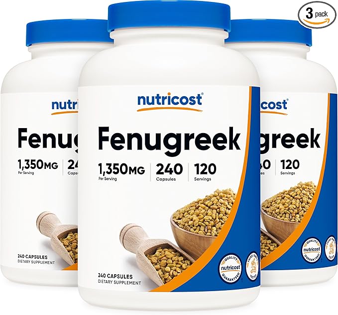 Nutricost Fenugreek Seed 1350mg, 240 Capsules (3 Bottles) - Gluten Free, Non-GMO