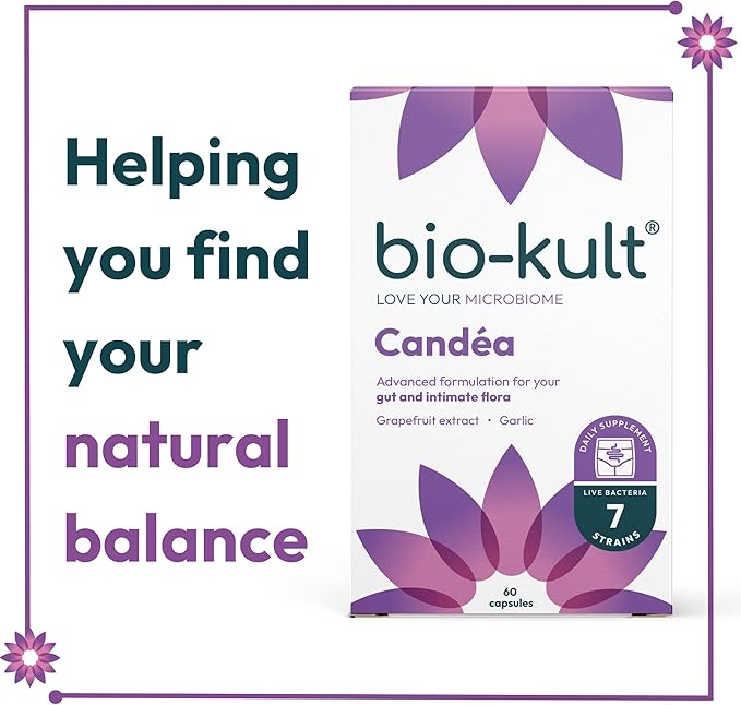 Bio-Kult Candéa Probiotic, Advanced Multi-Strain Formulation for Intimate Flora with Grapefruit Extract and Garlic – 60 Capsules