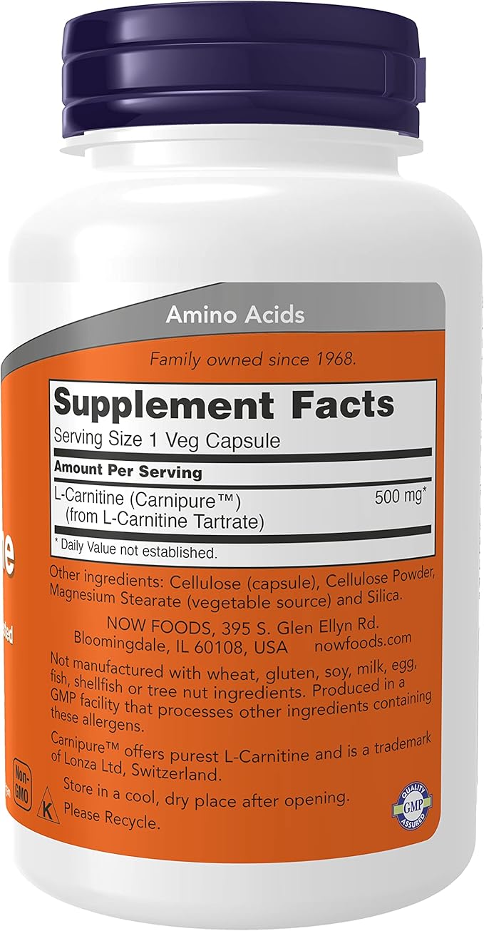 Now Foods L-Carnitine 500 mg 180 Capsules