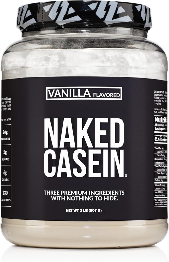 NAKED Casein - 2Lb Micellar Vanilla Casein Protein - Bulk, GMO-Free, Gluten Free, Soy Free, Preservative Free - Stimulate Muscle Growth - Enhance Recovery - 15 Servings