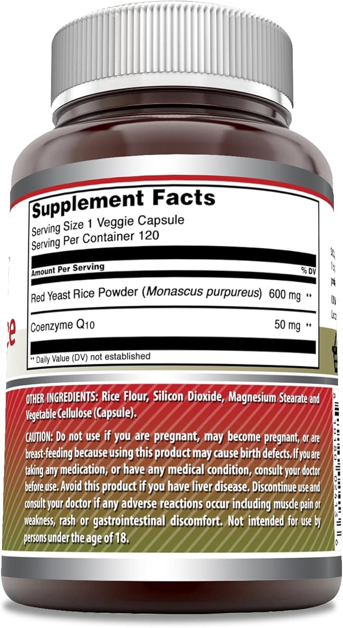 Amazing Formulas Red Yeast Rice 600 Mg Plus Co Q-10 50 Mg 120 Vegetarian Capsules