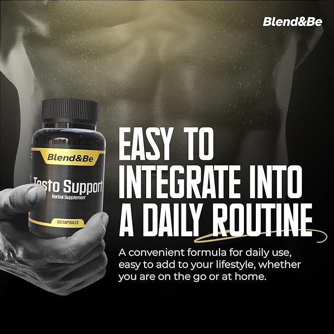 Blend&Be Testo Support | All-in-ONE Herbal Dietary Supplement | Tongkat Ali, Fenugreek, Ginseng, Maca, Ashwagandha, Spirulina Tribulus,Black Seed and Cinnamon.+ ★Free E-Book ★