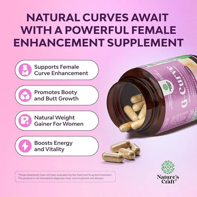G-Curve Breast and Butt Enhancer Pills May Support Voluptuous Curves - Herbal Enhancement Pills with Horny Goat Weed for Women Saw Palmetto Extract and L-Arginine *Results May Vary