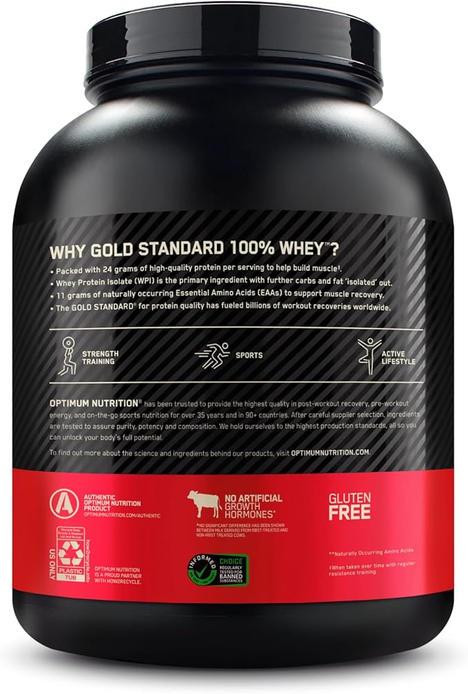 Optimum Nutrition Gold Standard 100% Whey Protein Powder, Vanilla Ice Cream, 5 Pound (Packaging May Vary)