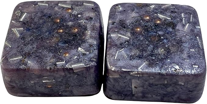 2 Grey Lavender Mini Cube Tower Busters Crystal Orgone Generator Energy Accumulator 528Hz/7.83Hz/Advance Harmonics Many Beautiful Ingredients and Colors!! (Grey Lavender)