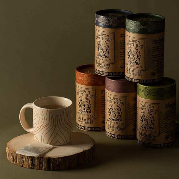 Yaupon Brothers American Green Yaupon Tea - 16 Eco-Friendly Organic Green Tea Bags Crafted from Antioxidant Rich Yaupon Organic Leaves - Caffeinated in Fiber Bags