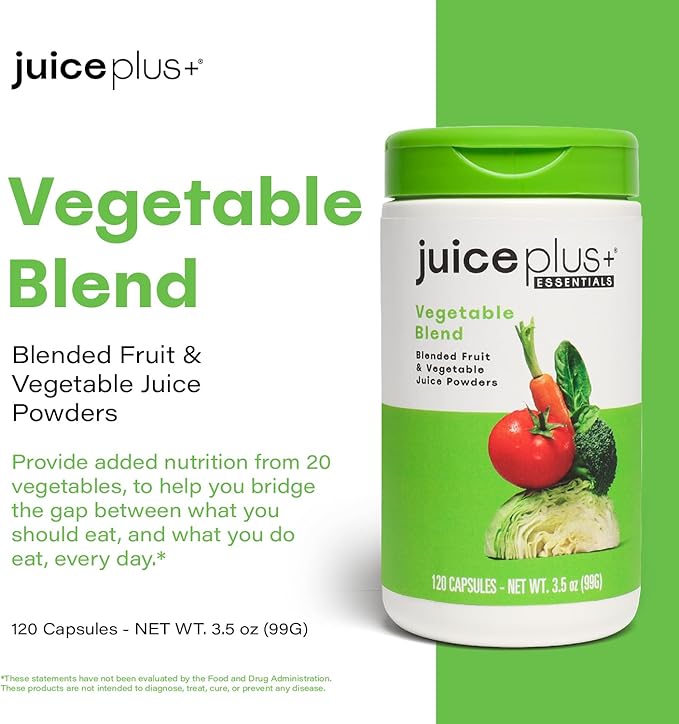 Juice Plus+ Vegetable Blend - Whole Food Vegetable Powder in Convenient Capsules - Includes Nutrients from Spinach, Kale, Broccoli, Carrot, Garlic and More - Vegan, Non-GMO - 120 Capsules