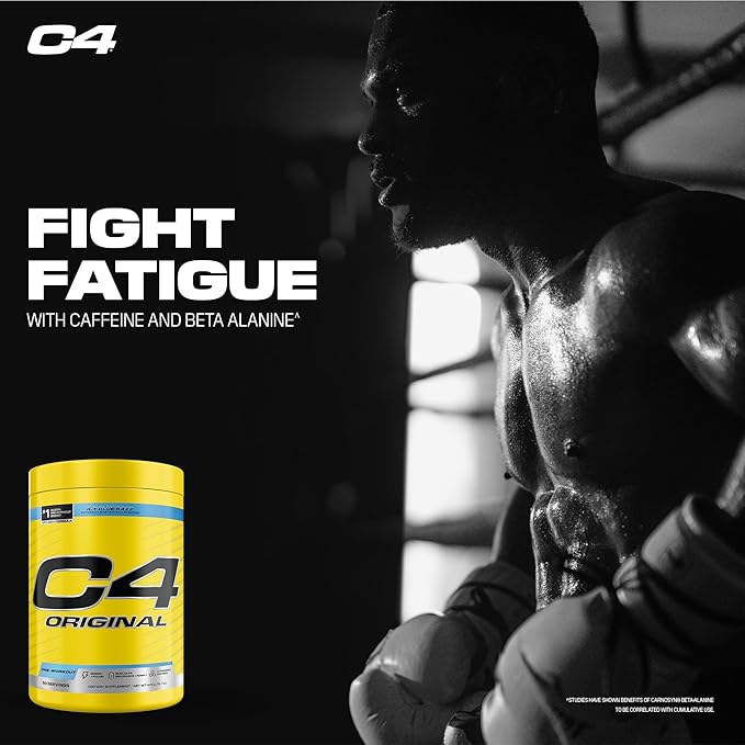 Cellucor C4 Original Pre Workout – Pre-Workout for Endurance, Focus & Performance with 200mg Caffeine, Beta-Alanine, Creatine Nitrate, L-Arginine & PeptiPump – Sugar Free, 50 Servings, ICY Blue Razz