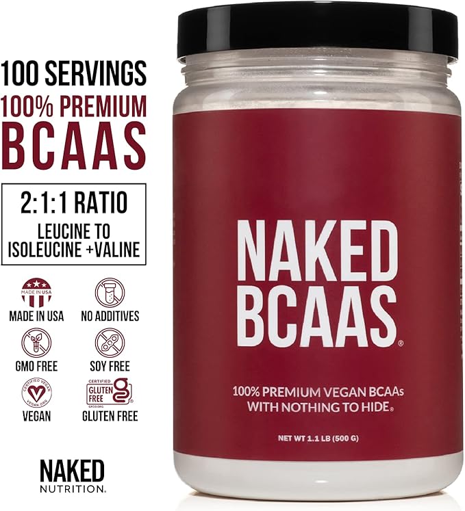 NAKED Vegan Energy and Performance Bundle Unflavored Energy Bcaas Amino Acids Powder