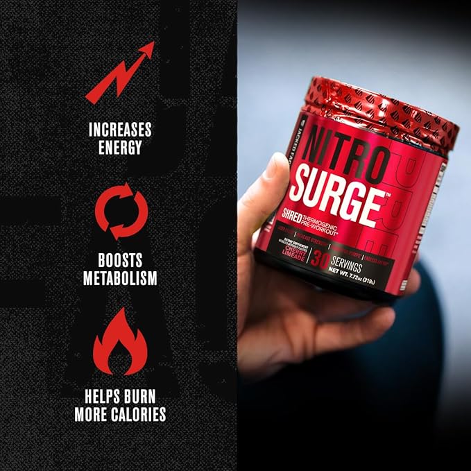 Jacked Factory Nitrosurge Shred Thermogenic Pre-Workout in Fruit Punch & N.O. XT Nitric Oxide Booster for Men & Women