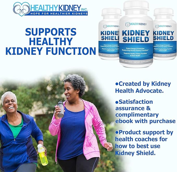 Kidney Shield 2-Pack Kidney Support Supplement Fish Oil Omega-3 Fatty Acid Renal Pills